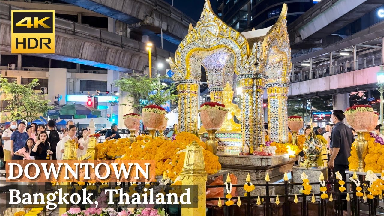 [BANGKOK] Night Walking in Downtown Bangkok | Platinum Mall to Erawan Shrine | Thailand [4K HDR]