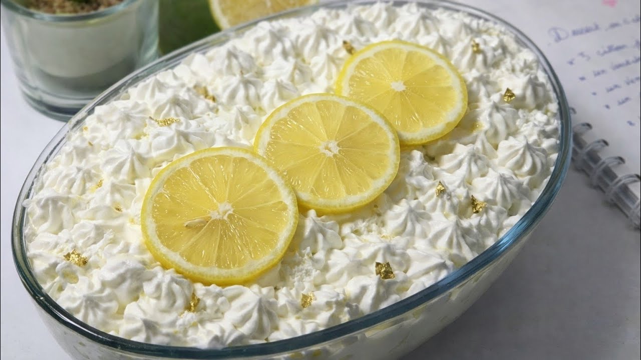 تحلية الليمون في 10دقائق ⏱بدون فرن |تحلية رمضانية منعشة وسهلة🍋
