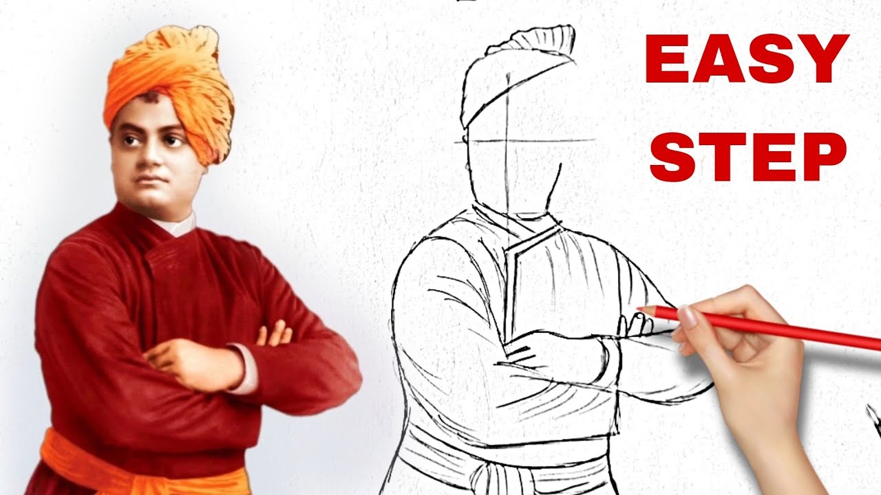 How to draw Swami Vivekananda drawing // Independence day drawing // Freedom fighter drawing