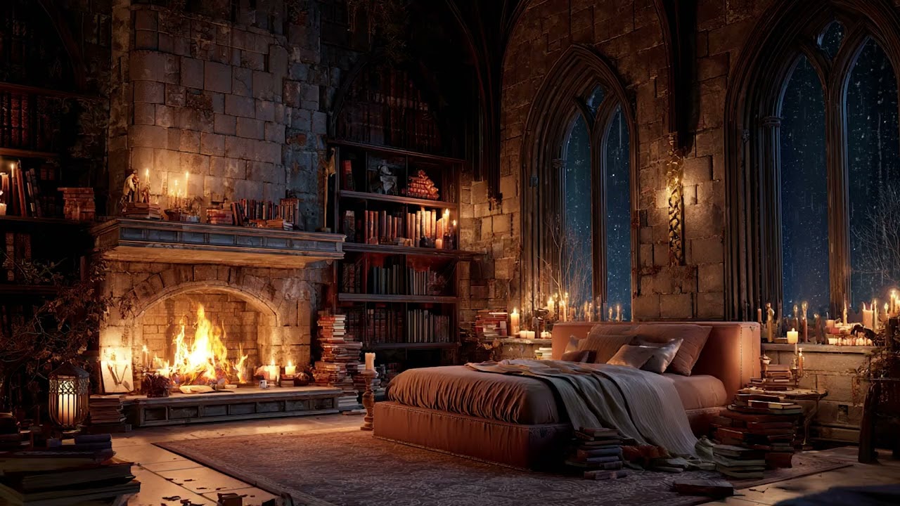 Relaxing Piano Music in an Ancient Castle at Night for Deep Sleep and Stress Relief