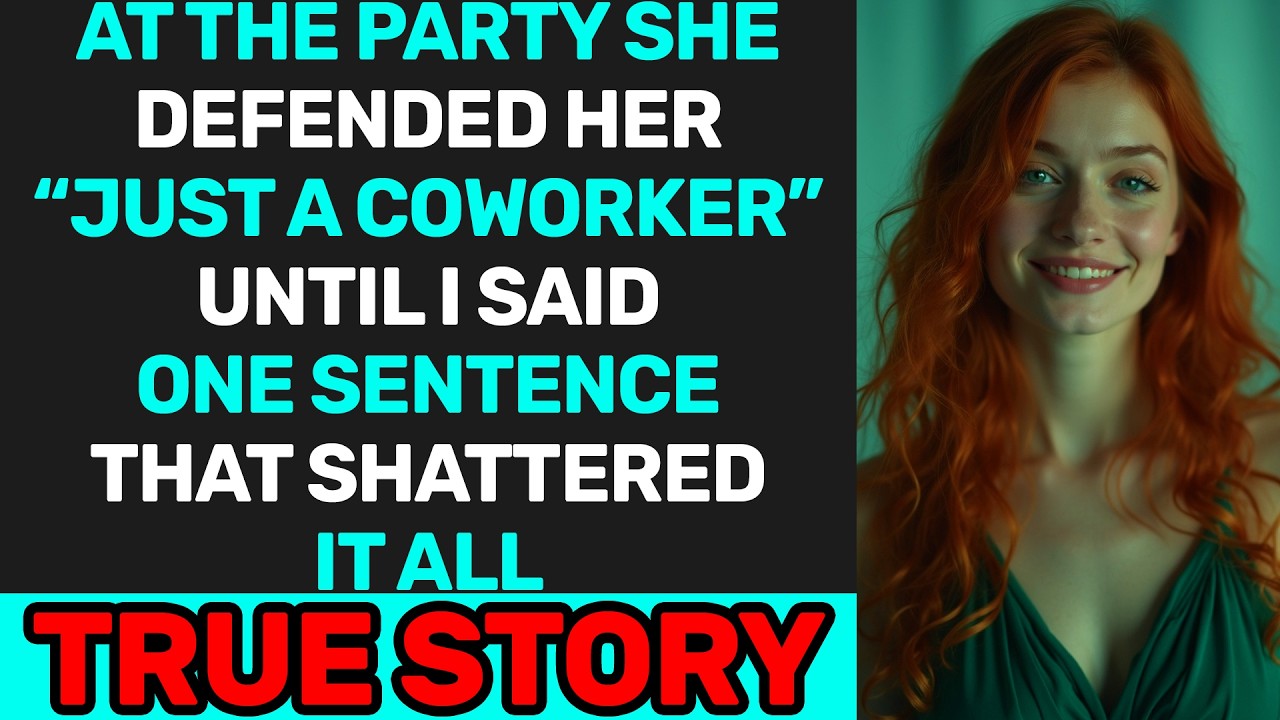 At the party, she defended her “just a coworker” — until I said one sentence that shattered it all.