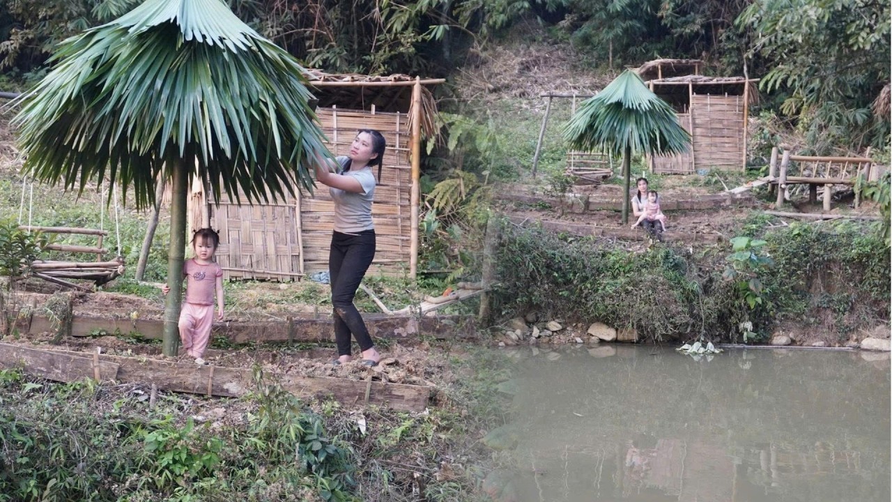 Building a Bamboo House by the Lake - Ly Tieu My's New Life with Her 2-Year-Old Daughter