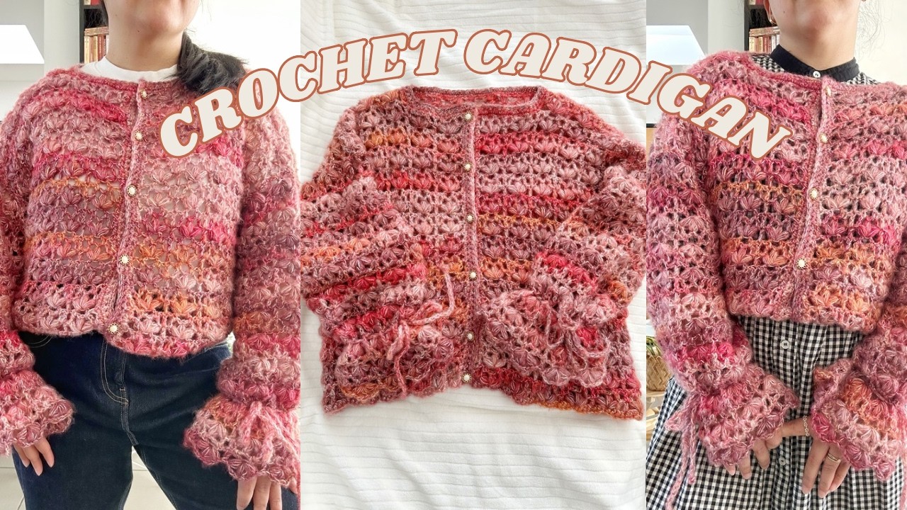 CROCHET PUFF STITCH CARDIGAN, CROCHET BY BEV