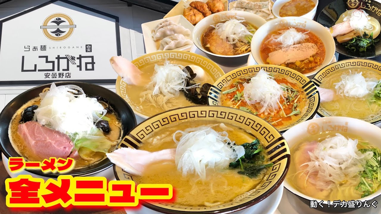 【大食い】全国展開中の噂のお店で絶品鶏出汁ラーメン全メニュー！！〜らぁ麺しろがねさん〜【大胃王】【長野県】