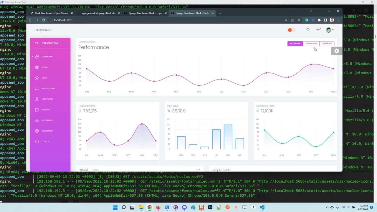 Black Dashboard - Free Django Starter | AppSeed