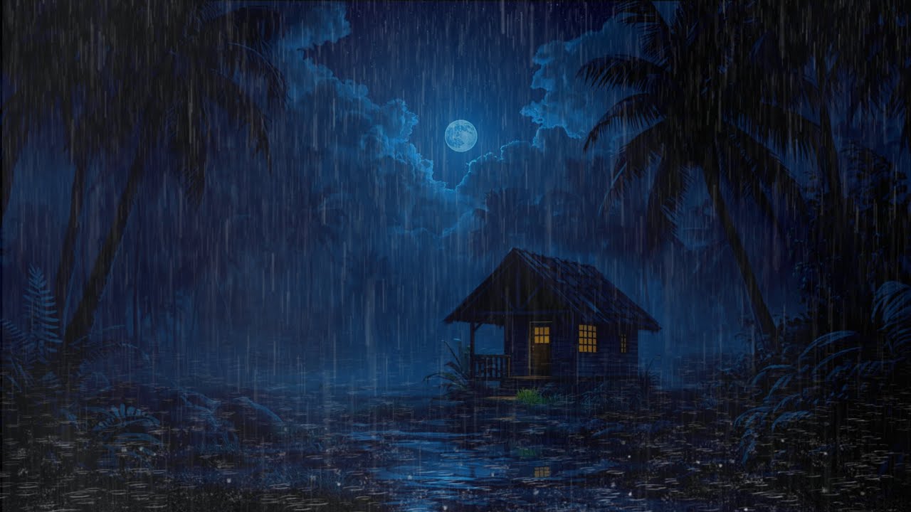 Stormy Night Under the Moon | Relaxing Rain for Sleeping
