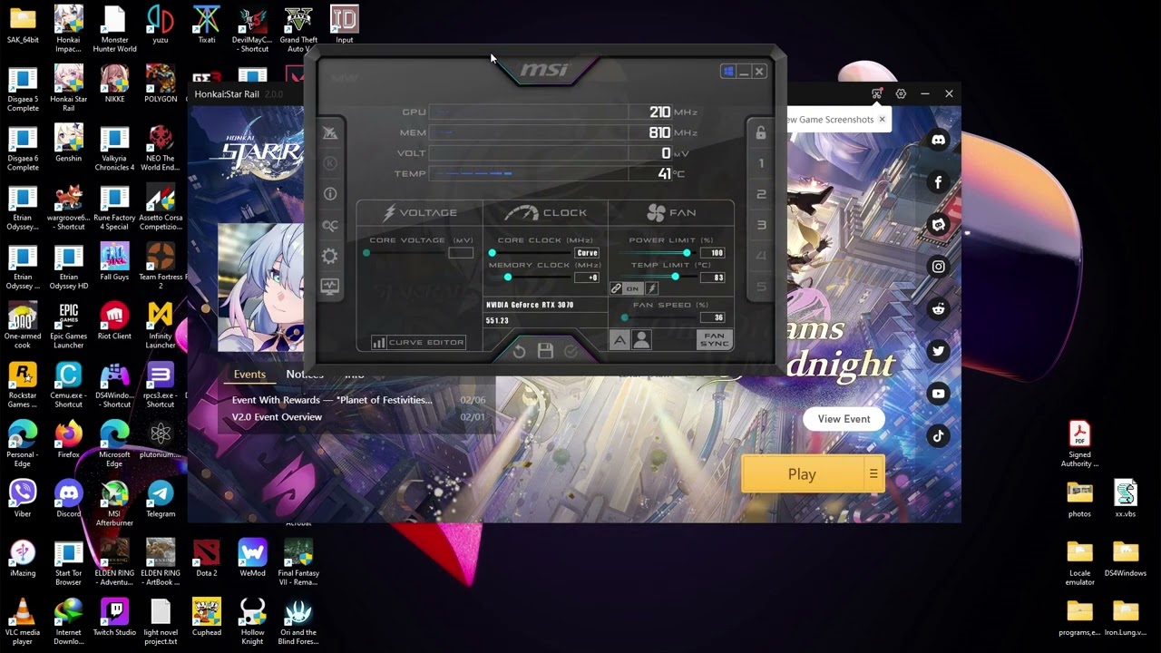 rtx 3070 undervolt settings for honkai starrail 120fps