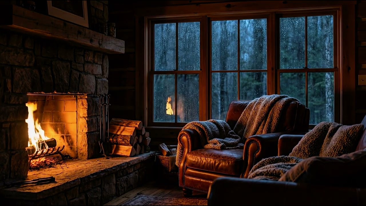 1 hour Cozy Fireplace 🔥 Winter Relaxing Living Room