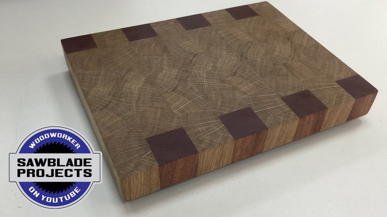 MAHOGANY AND OAK END GRAIN CUTTING BOARD