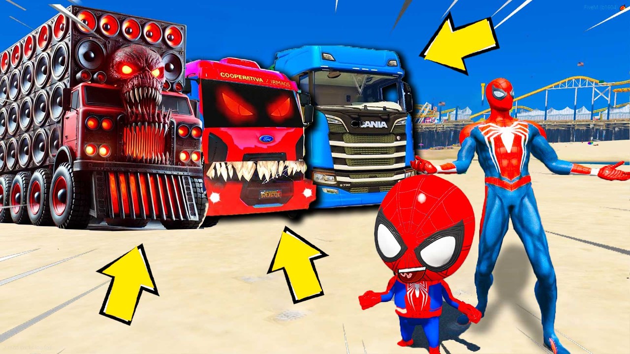HOMEM ARANHA ROUBOU TODOS OS CAMINHÕES PROIBIDOS SCANIA NO GTA 5!!🚛