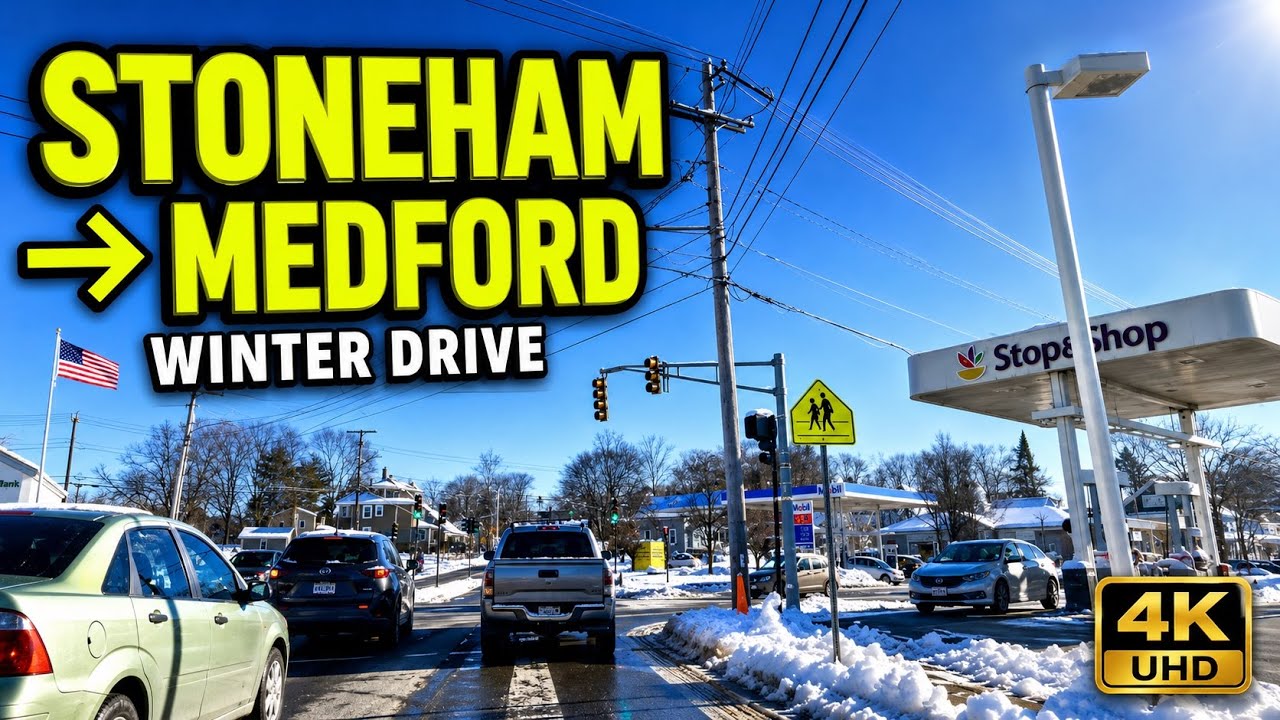 William Street Stoneham to Middlesex Ave Medford MA | Scenic 4k Winter Drive - 1/11/22