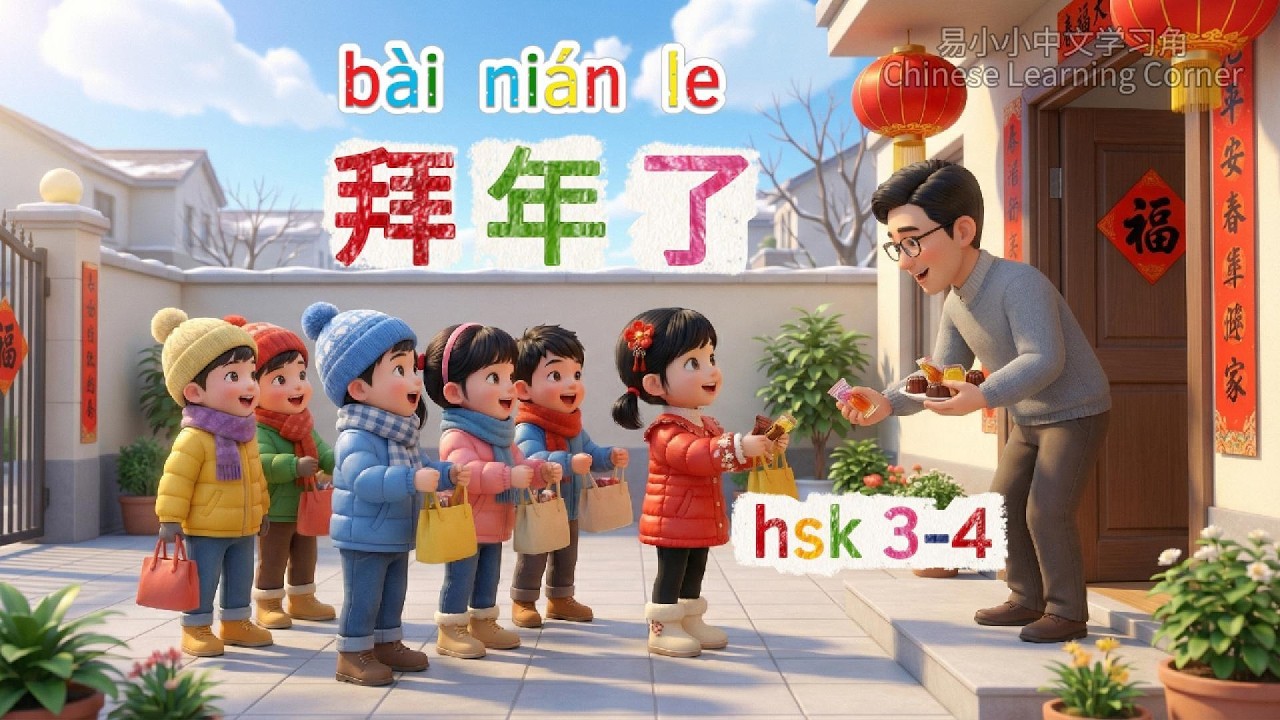 看故事学中文｜No AI voice｜Learning Chinese through Stories｜HSK3-4｜物語で中国語学習｜拜年了#mandarin #hsk #humanvoice
