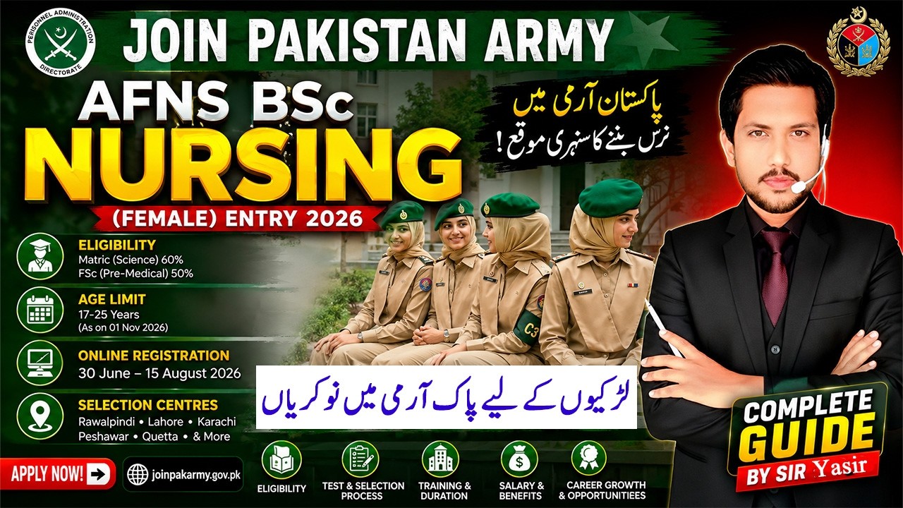 AFNS 2026 Jobs | AFNS 2026 Pakistan Army Nursing Jobs | Eligibility, Test Pattern and how to apply.