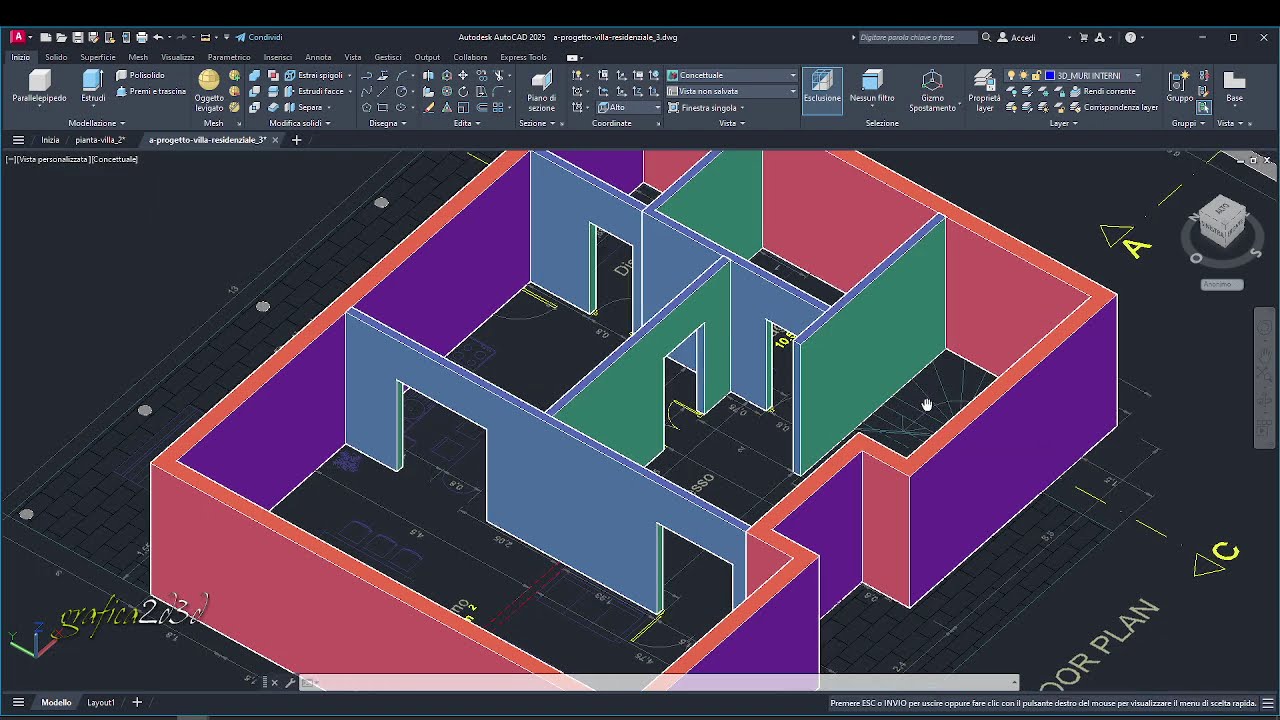 autocad 3d esercitazione casa in 3d