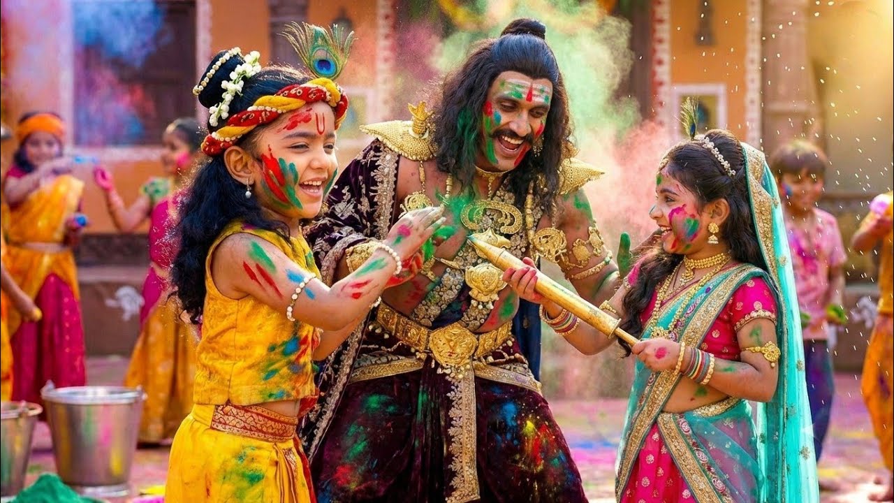 वृंदावन में बाल कृष्ण और राधा की रंगभरी होली, कंस भी पहुंचा | यशोमती मईया के नंदलाला | Krishan Leela