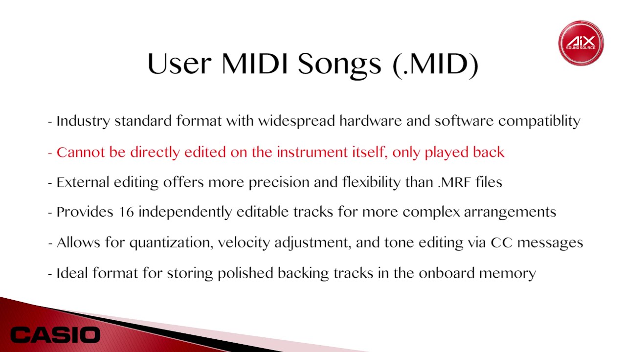 Casio CT-X700 Song Mode Tutorial Part 3-1: Song File Types