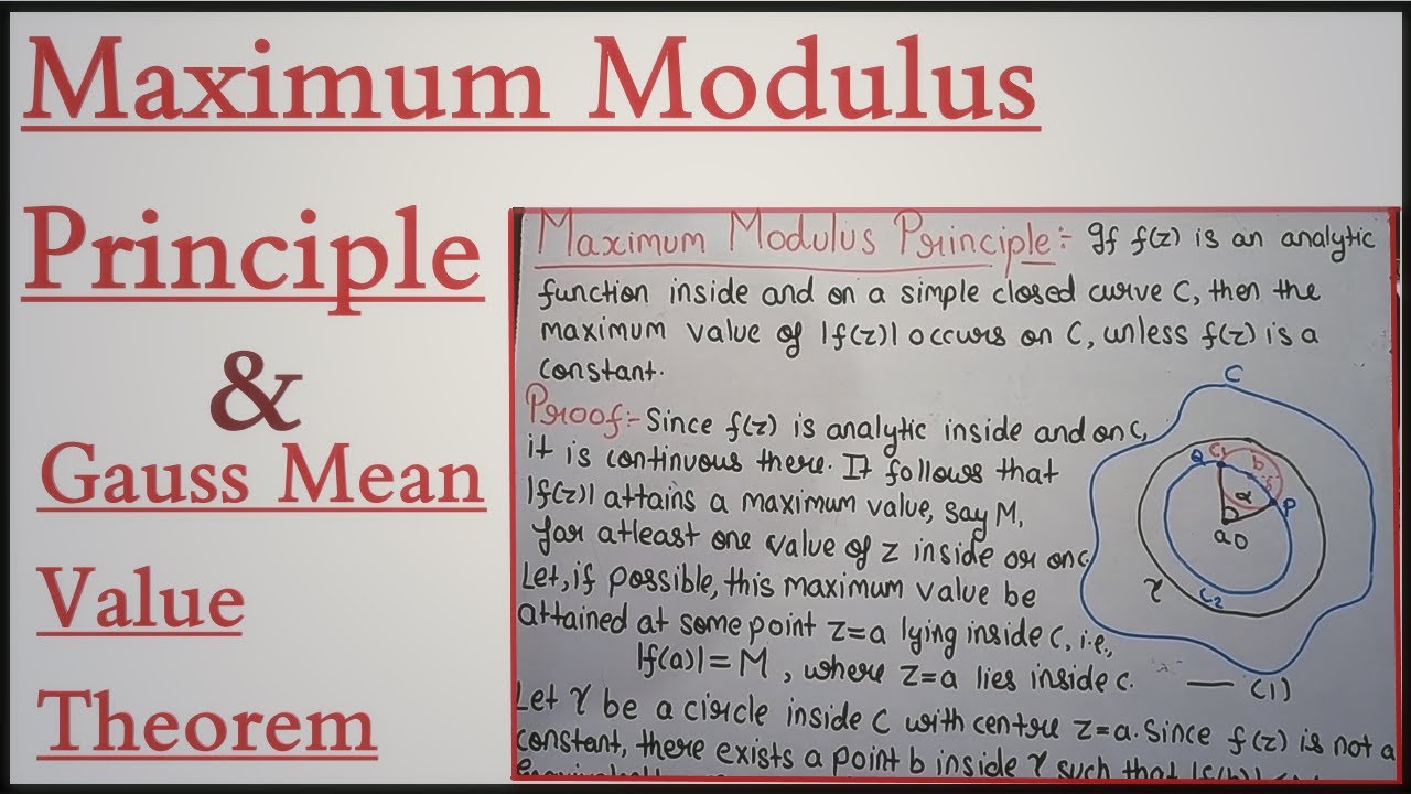 Maximum Modulus Principle : Statement and its proof |Gauss Mean Value Theorem| Theta Classes