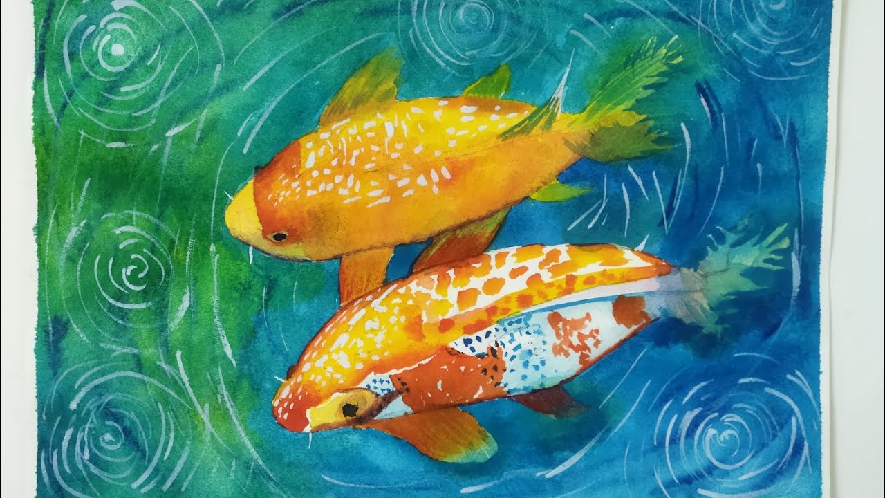 An easy way to paint a Koi Fish Pond scene  