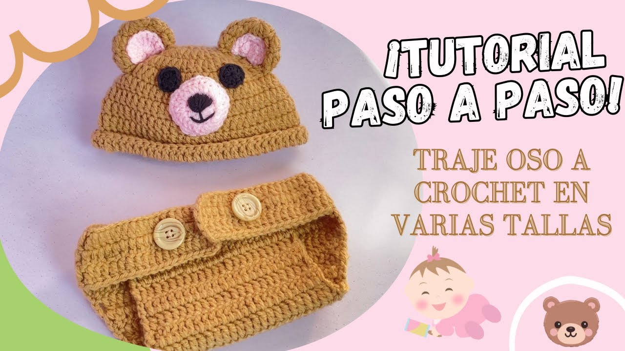 Traje de oso para bebé a crochet, fácil y rápido en varias tallas, tutorial paso a paso 🐻👶