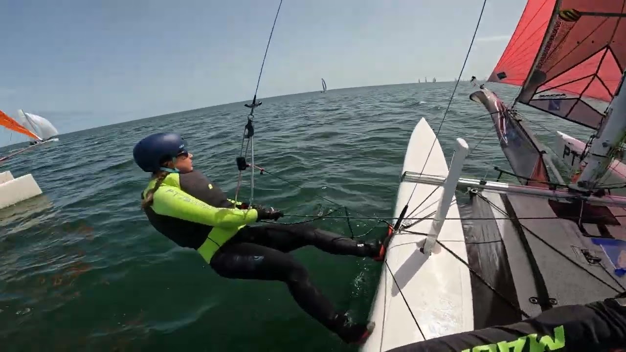 Nacra 20 - NNW 11-13 knots - downwind spinnaker (Round Texel 2022 - 3rd in our class) - 30 km/h