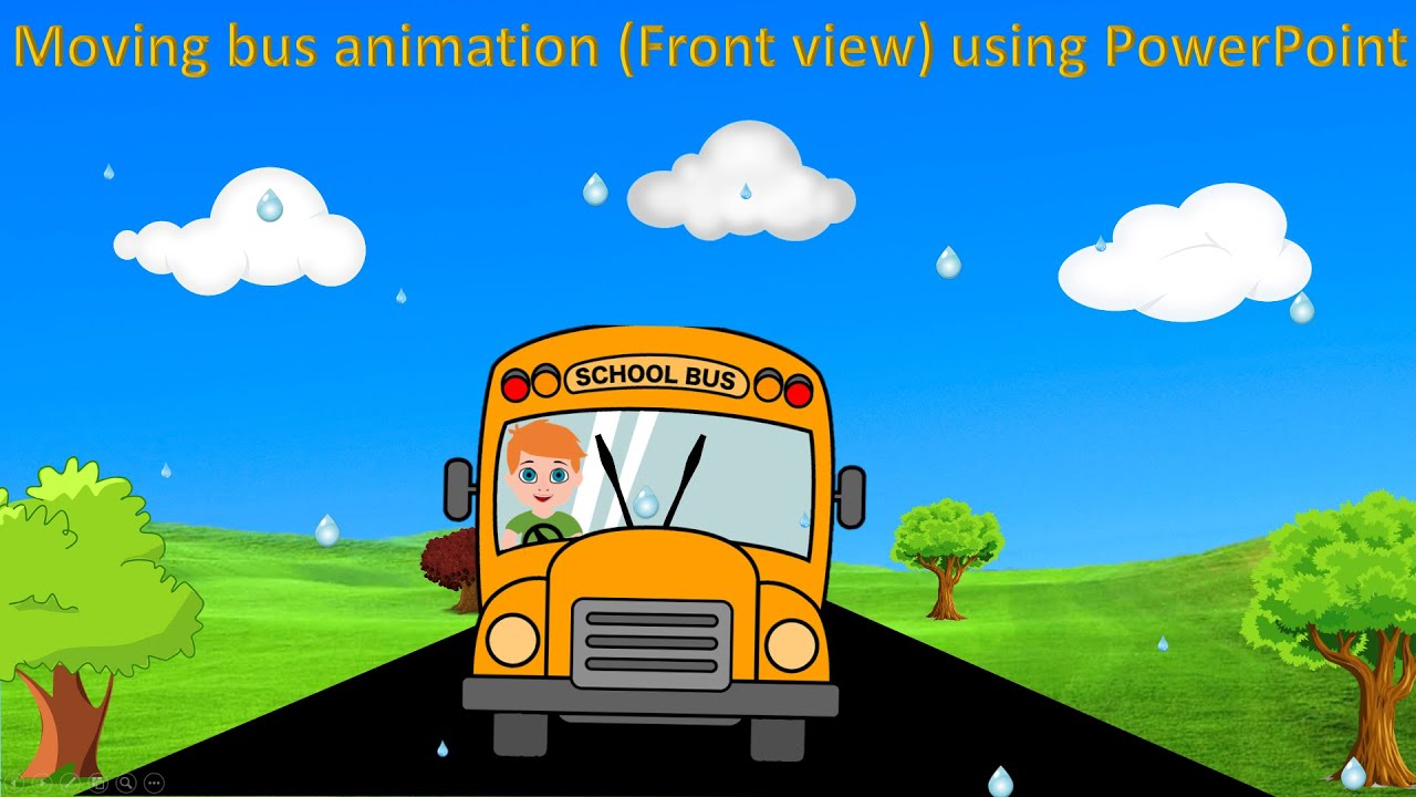Moving bus animation using PowerPoint - Front view