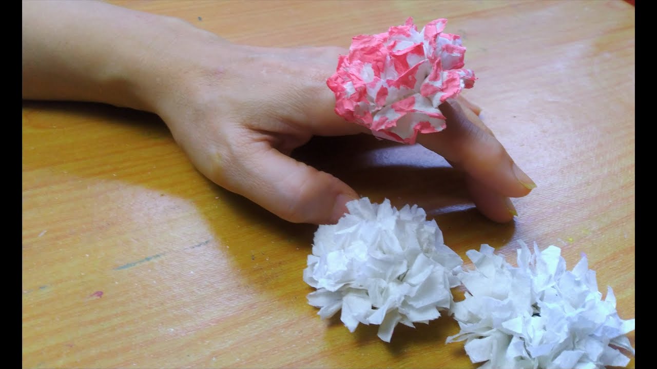 how to make paper flower ring/easy/step by step/tissue paper flower ring