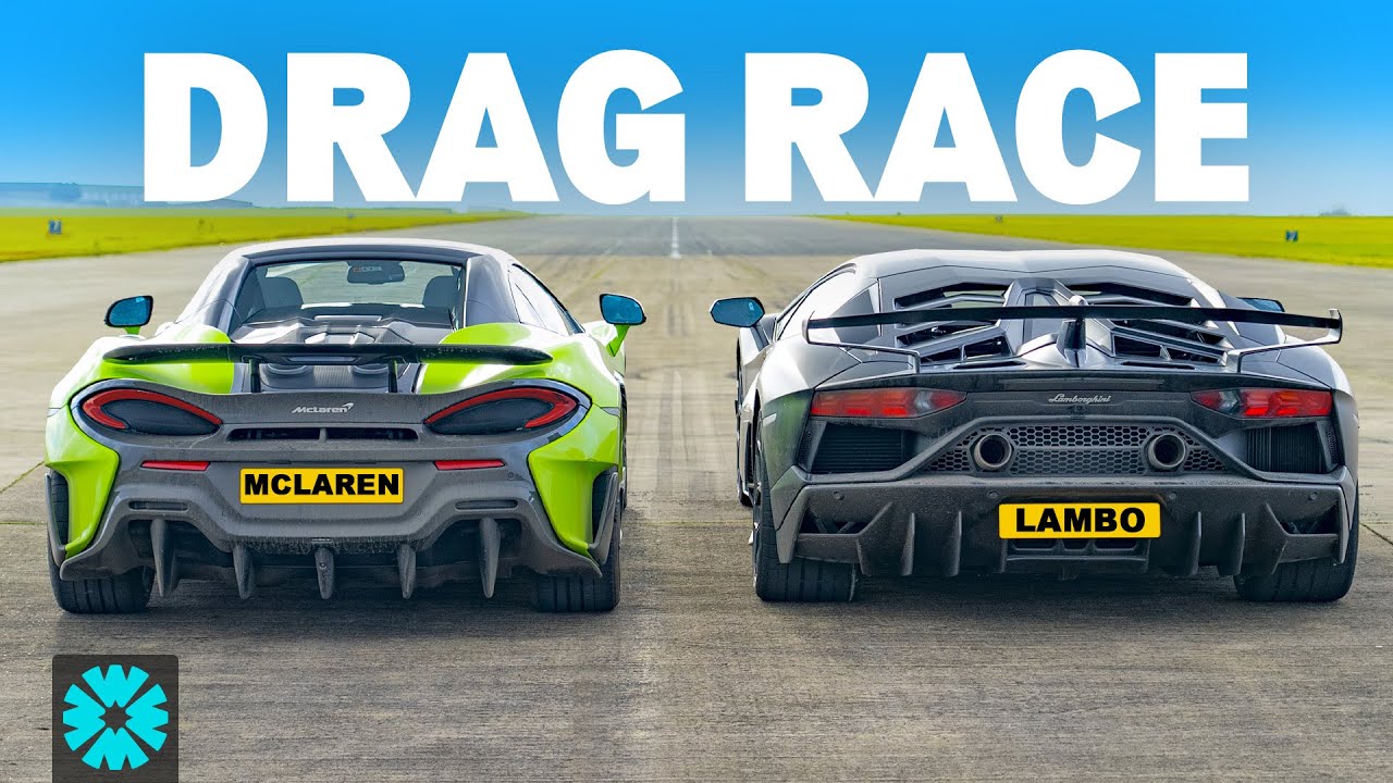 McLaren 600LT против Lamborghini Aventador SVJ ГОНКА на 1/4 мили