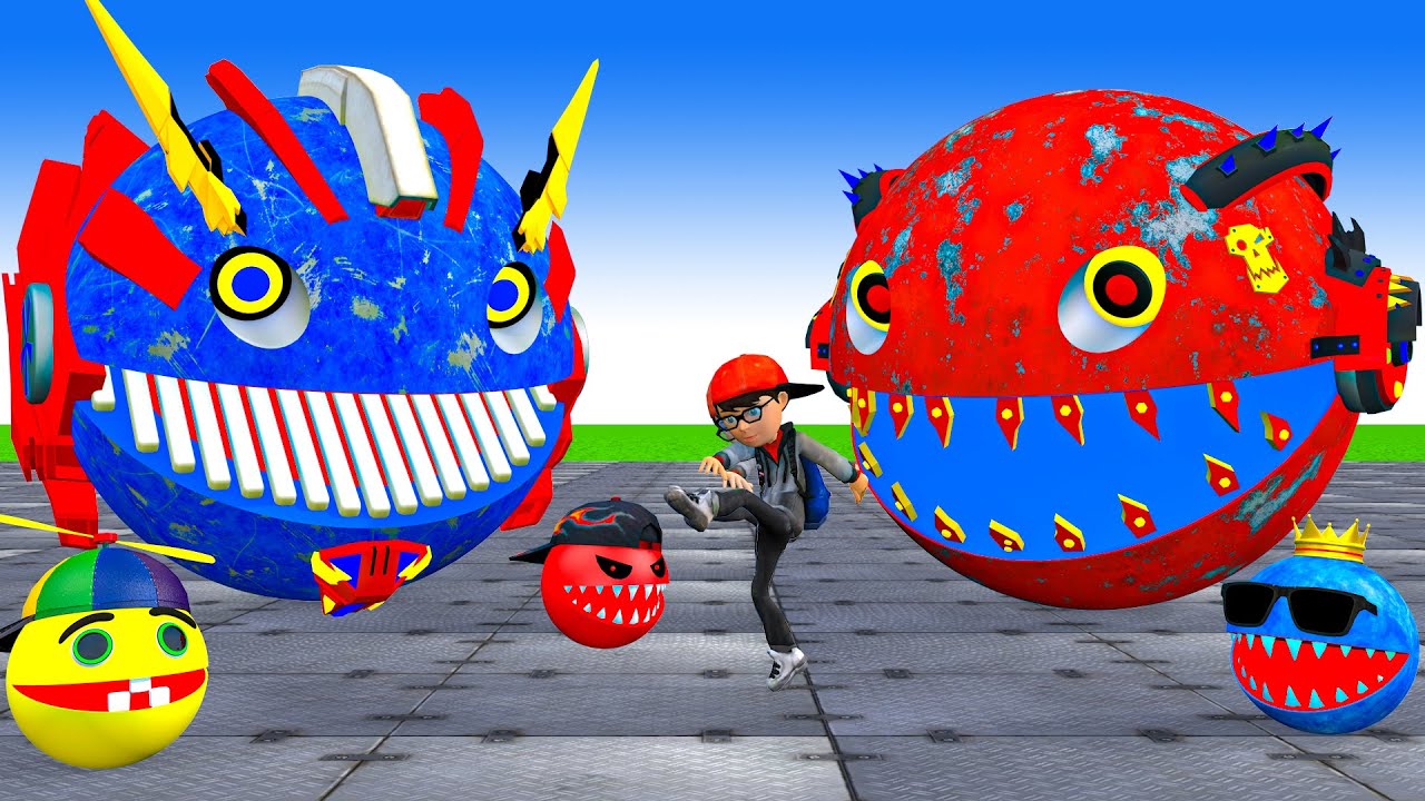 MS PACMAN & NEW RED PACMAN VS TWO YELLOW MONSTER PACMAN FIGHTING IN POKEMON #2026