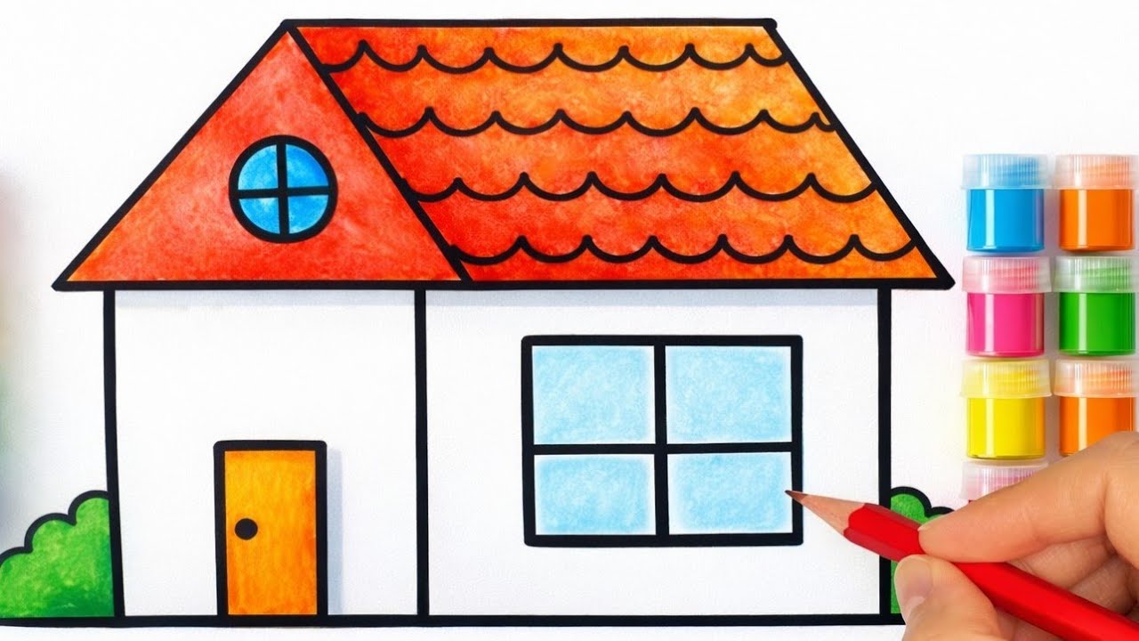 How to Draw a House for Kids 🏠 | Easy Step-by-Step Drawing