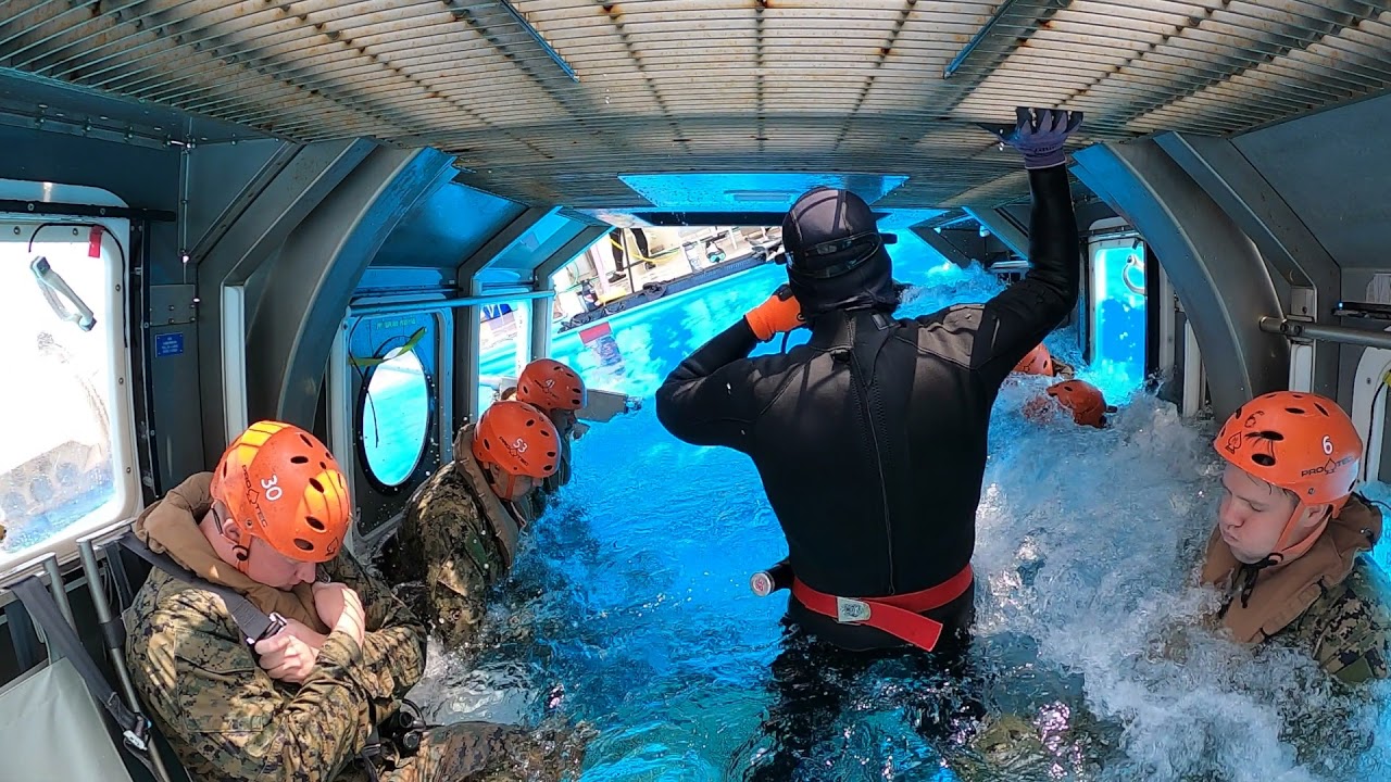 Military Helicopter crash training ( Egress Training )