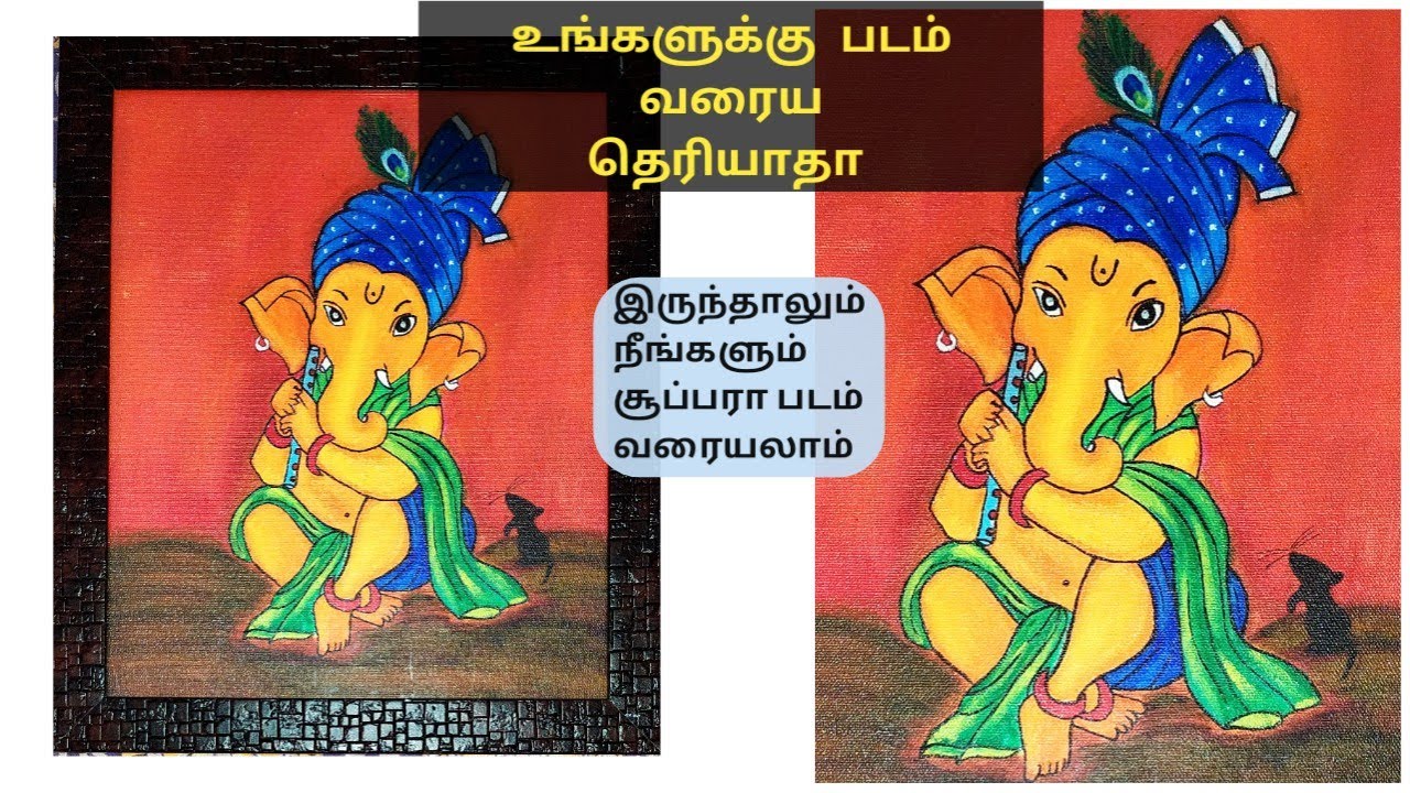 Easy step by step Ganesha painting / Easy acrylic painting / Easy canvas painting for beginners
