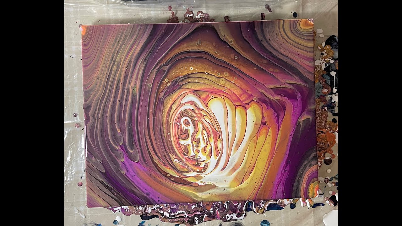 Acrylic Pouring- Tree Ring Pour, Sunset Colors