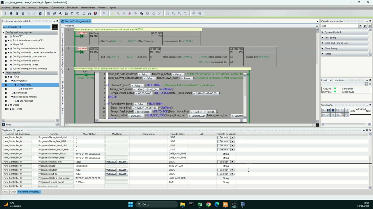 Treballar en data i hora OMRON