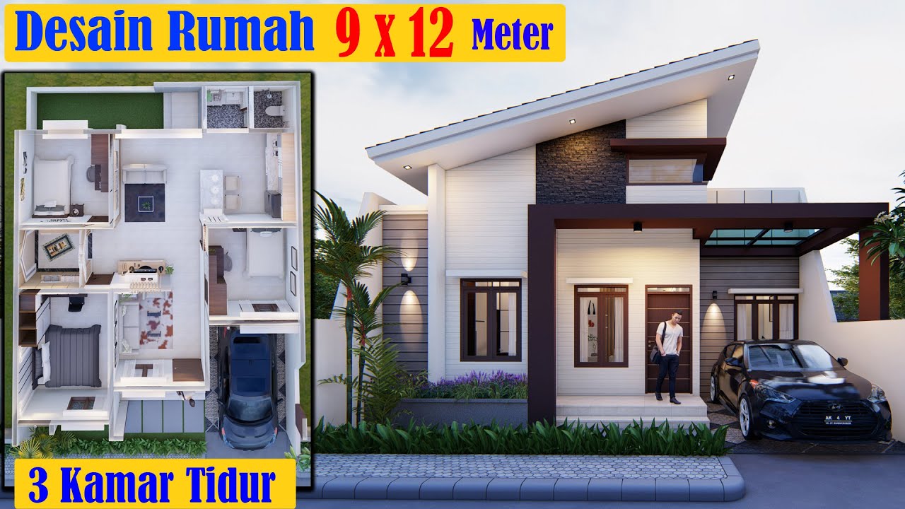Desain Rumah Bpk Rizky Di Lampung, 9x9 Dilahan 9x12, 1 Lantai 3 Kamar Tidur Lengkap Dengan Interior
