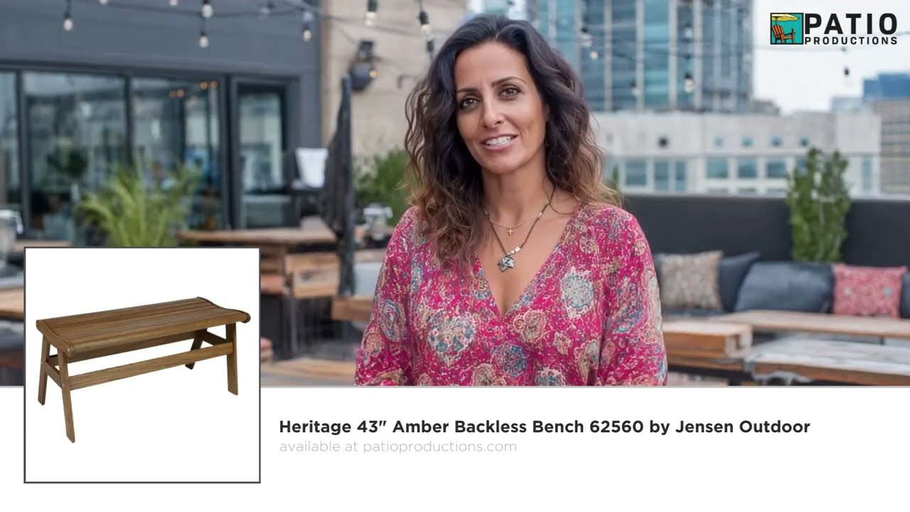 Jensen Outdoor Heritage 43” Amber Backless Bench 62560 | Elegant Ipe Patio Dining Bench
