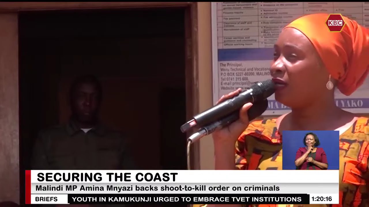 Malindi MP Amina Mnyazi backs shoot-to-kill order on criminals