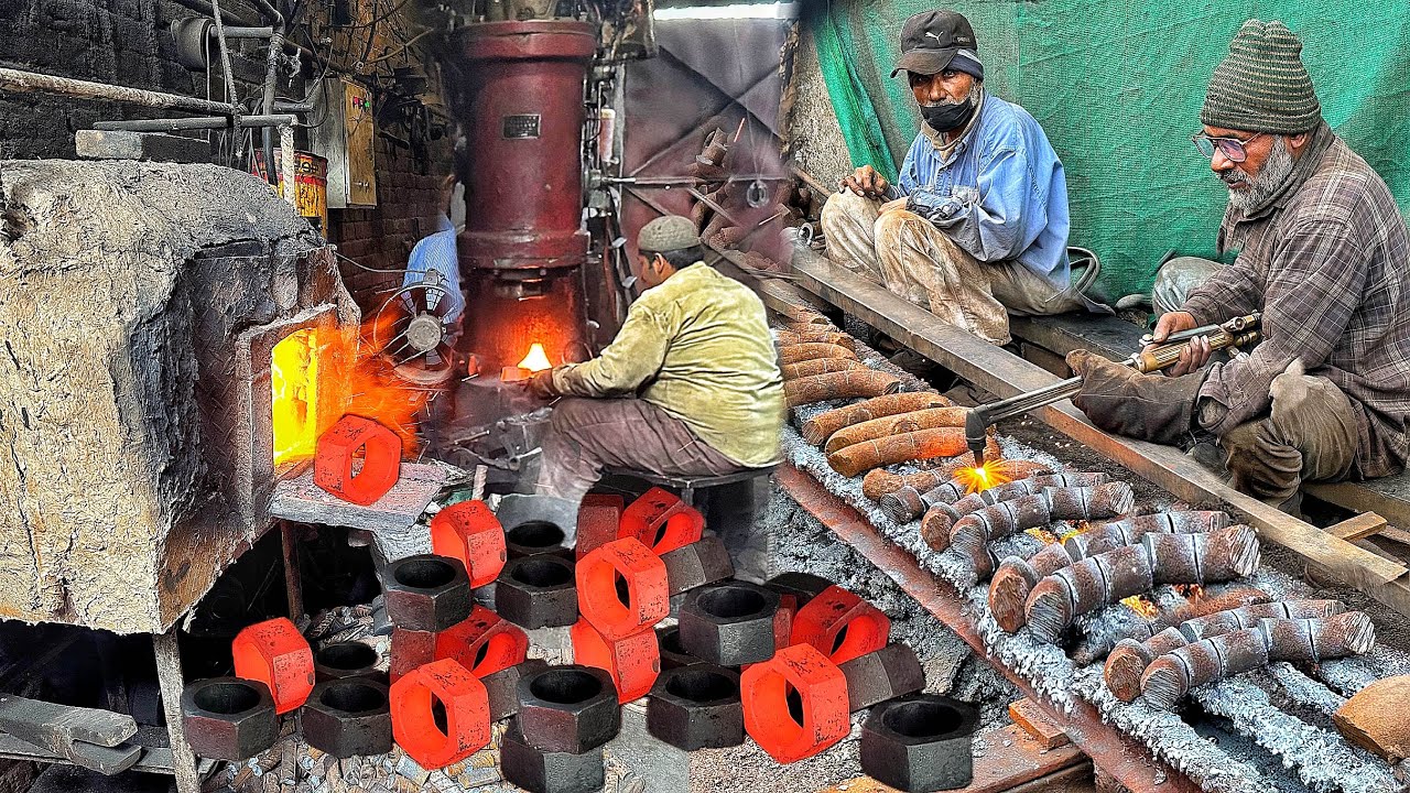 Huge Hex Nuts Production Process | Hexagon Nuts 🔩 Manufacturing in Mini Factory |