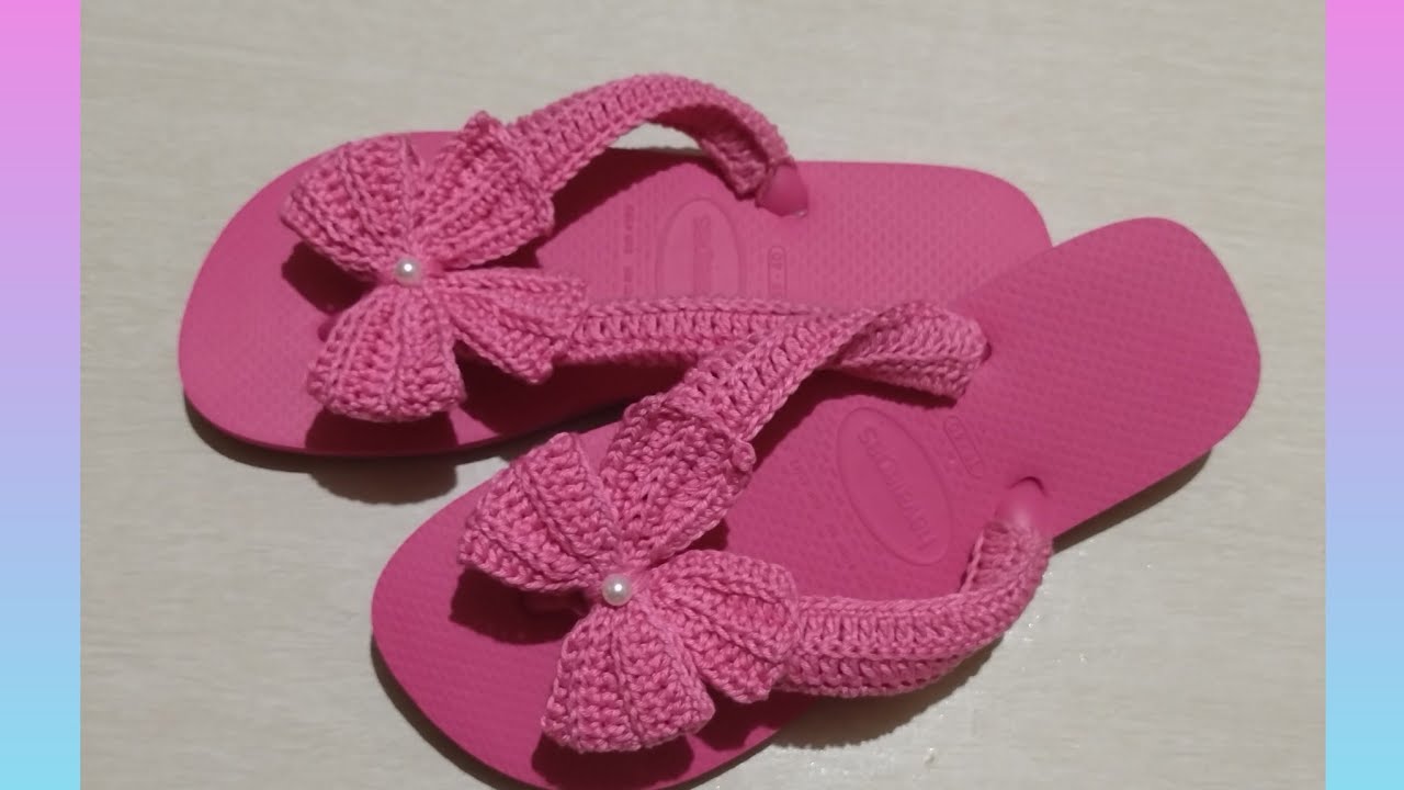 Chinelo decorado em crochê 🧶 passo a passo para iniciantes