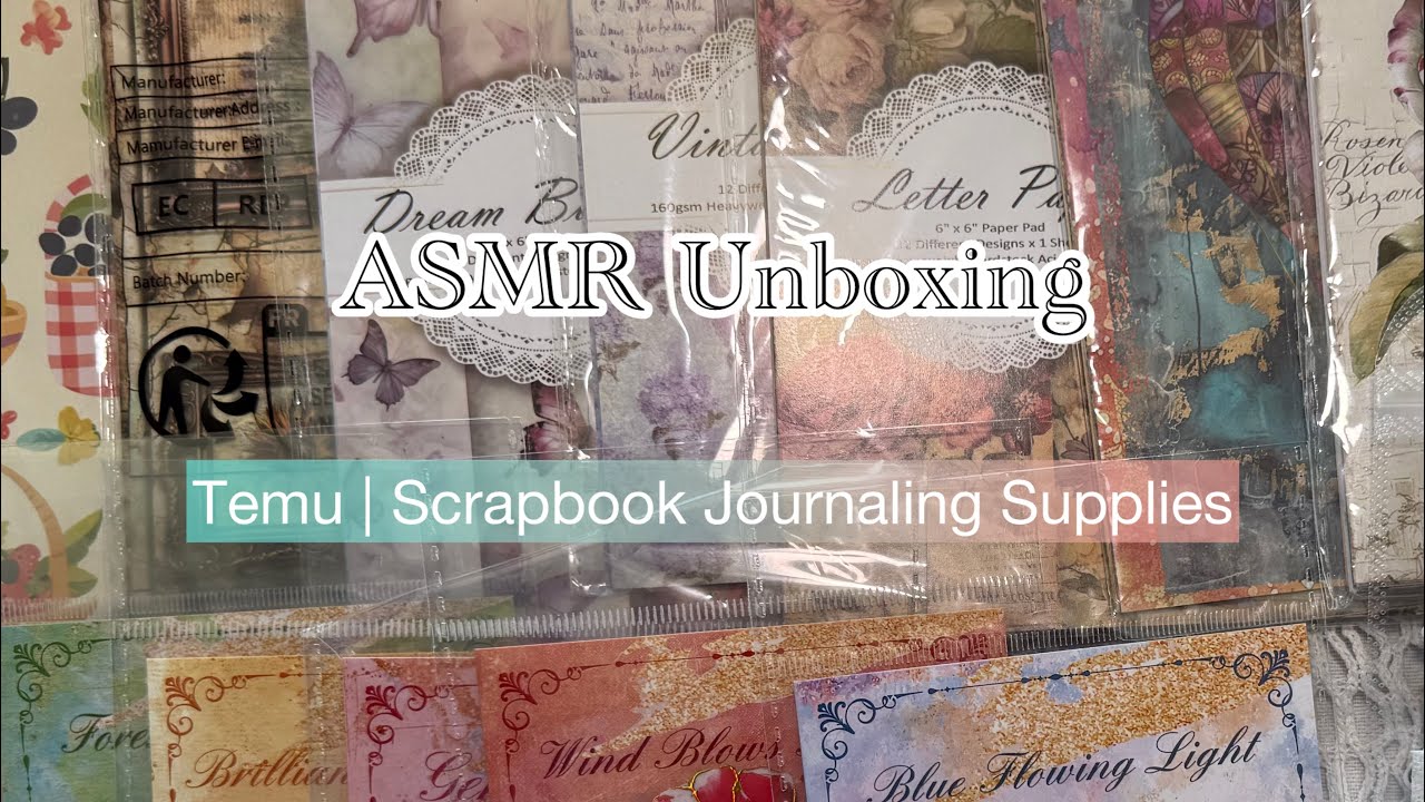 [ASMR] Unboxing Scrapbook Journaling Supplies, Papers and Stickers | Temu Haul | No Talking