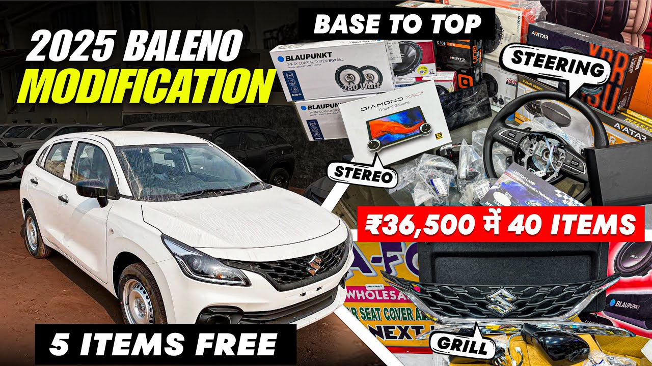 ₹36,500 मे 40 ITEMS Baleno Sigma ✅ 2025 baleno Base Model Modification ✅ Baleno Base Modified 2025