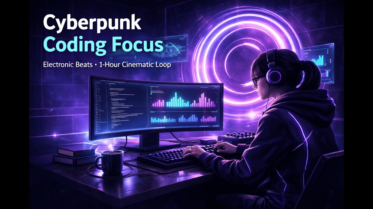 Neon Techno Focus 🌌 High‑Tech Minimal Coding Session | work session (124‑128 BPM)