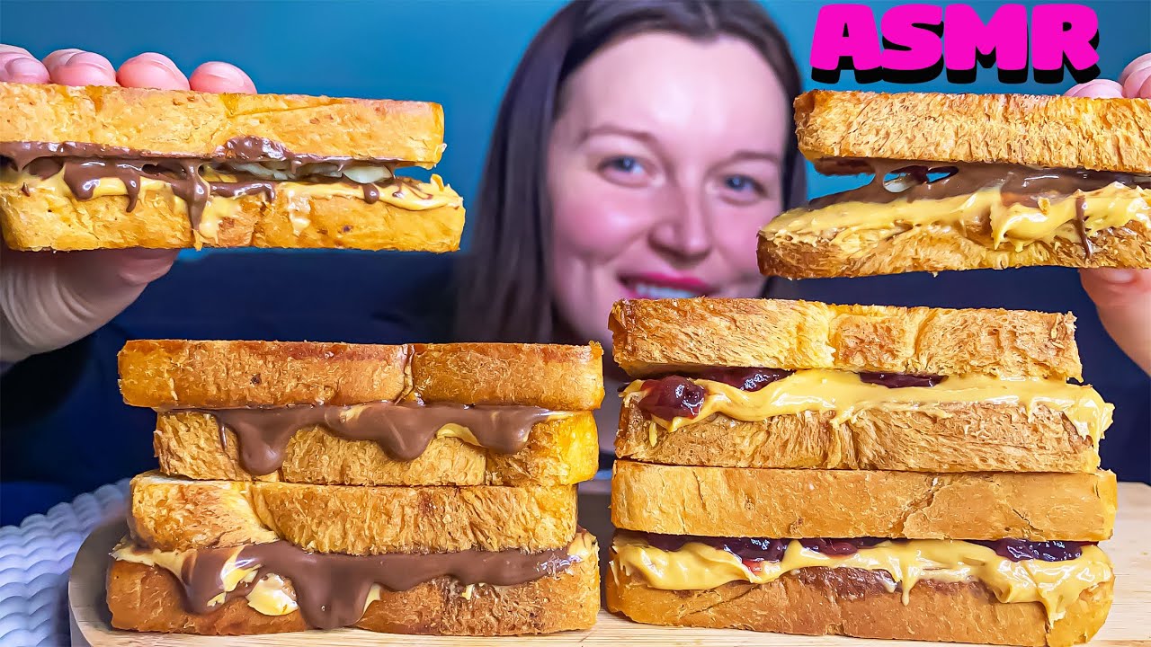 ASMR Eating PB&J and Nutella Sandwiches (NO TALKING) EATING SOUNDS |ASMR MUKBANG 먹방