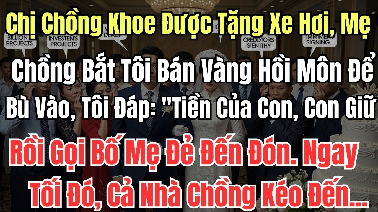 Chị chồng khoe được tặng xe hơi, mẹ chồng bắt tôi bán vàng hồi môn để bù vào, tôi đáp: 