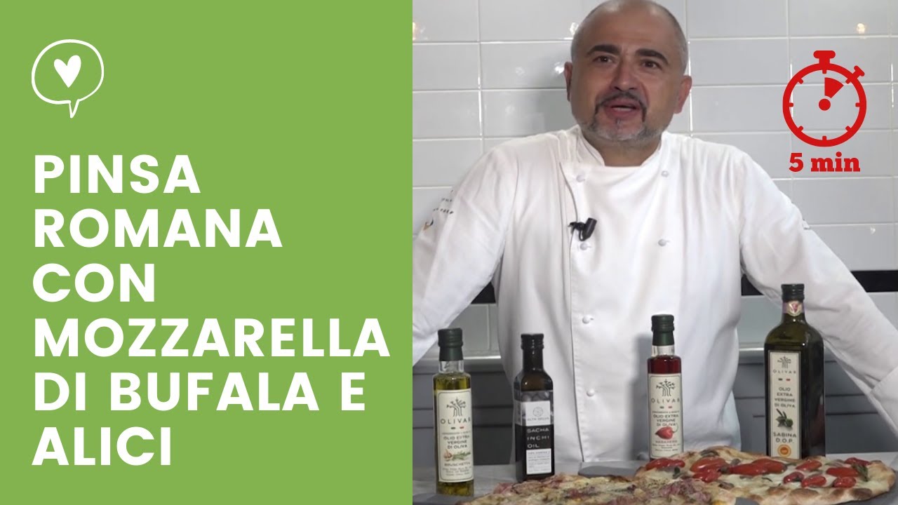 Pinsa romana gourmet con mozzarella di bufala e alici | Ricetta facile di Chef Domenico De Rosa