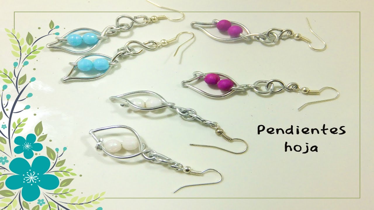 Aretes en forma de hoja. Flower leaf shaped earrings.