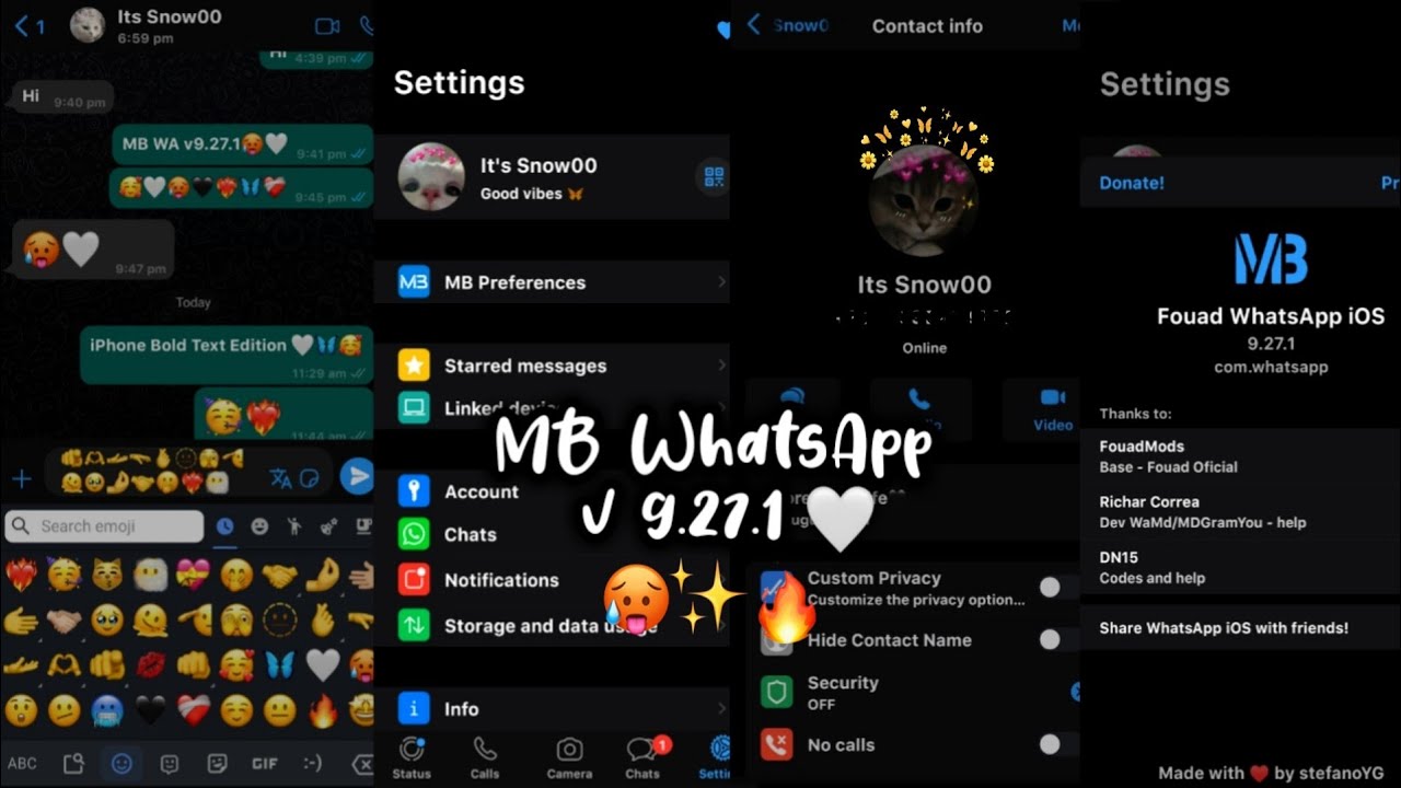 MB WhatsApp v9.27.1+iOS Bold Font (Clone & Unclone) || its Snow00