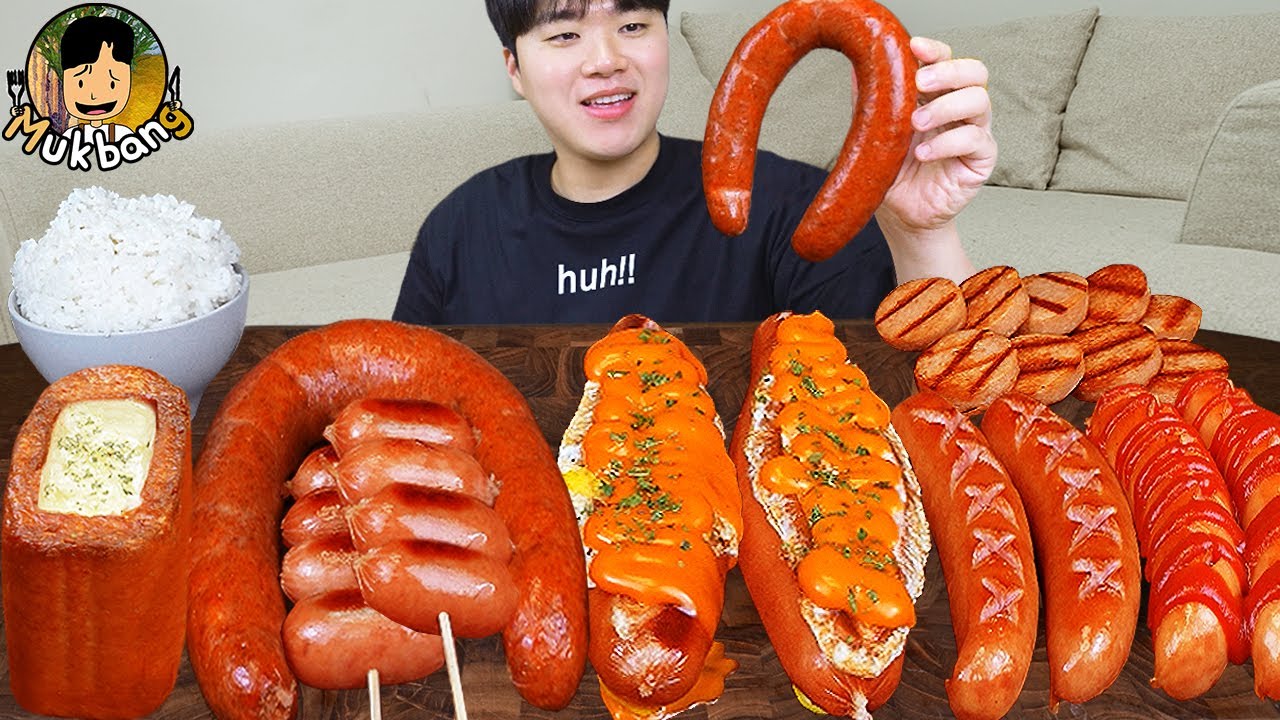 ASMR MUKBANG | острая лапша, спам, кимчи, гигантская колбаса Кильбаса рецепт ! еда