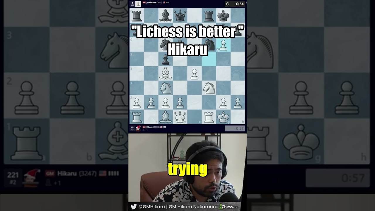 Lichess is better says Hikaru #hikaru #chesscom #hikarunakamura