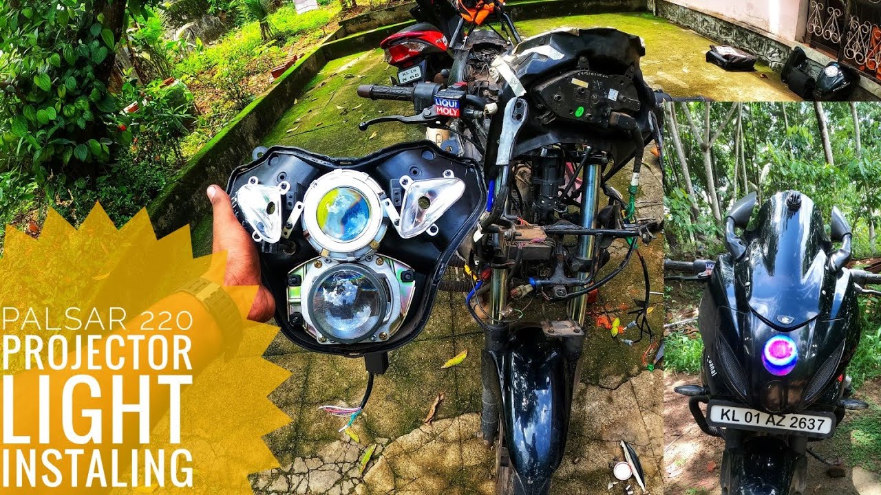 instaling projector light on pulsar 220|പ്രൊജക്റ്റ്‌ ലൈറ്റ് 220 ബൈക്ക്നു സെറ്റ് ചെയ്യാം|in malayalm