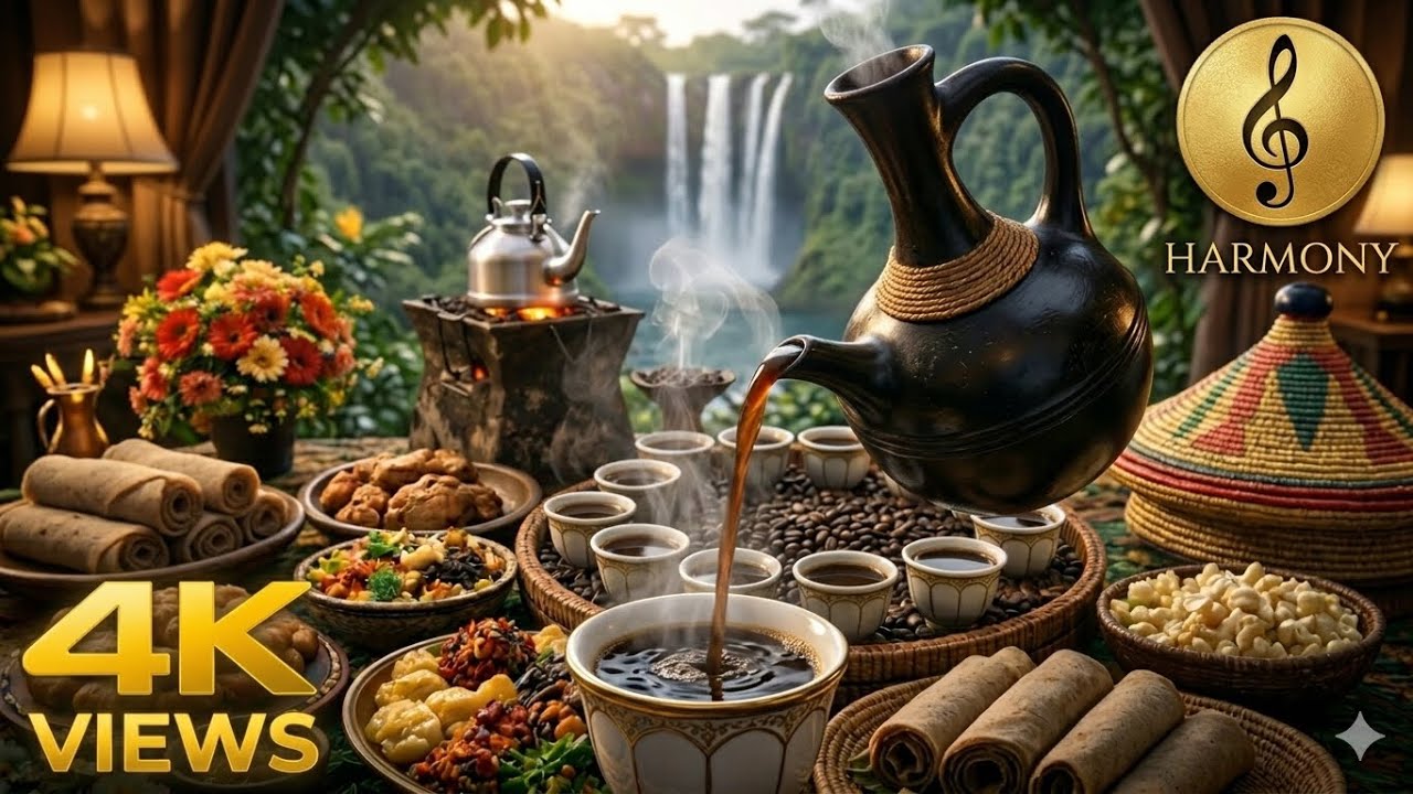 ☕ Habesha Coffee Ceremony & Classical Music & Beautiful Waterfall View